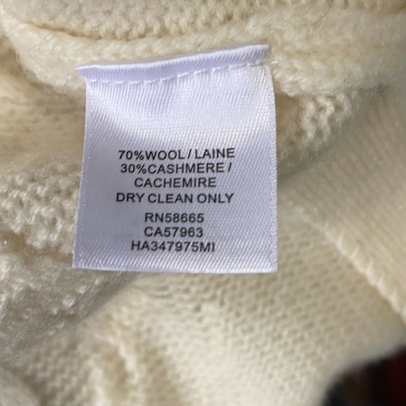 Halogen Wool Cashmere Ivory Cloud Cable Knit Sweater. Sz- XS - Picture 13 of 16